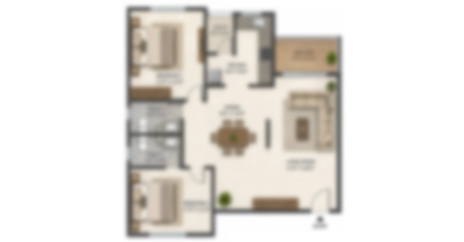 Ajmera Nextown Ulhasnagar 2 BHK Floor Plan
